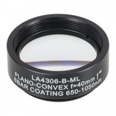 Thorlabs LA4306-B-ML плоско-випукла сферична лінза, UVFS, Ø25.4mm, f=40.0mm, AR Coating: 650-1050nm з кріпленням SM1