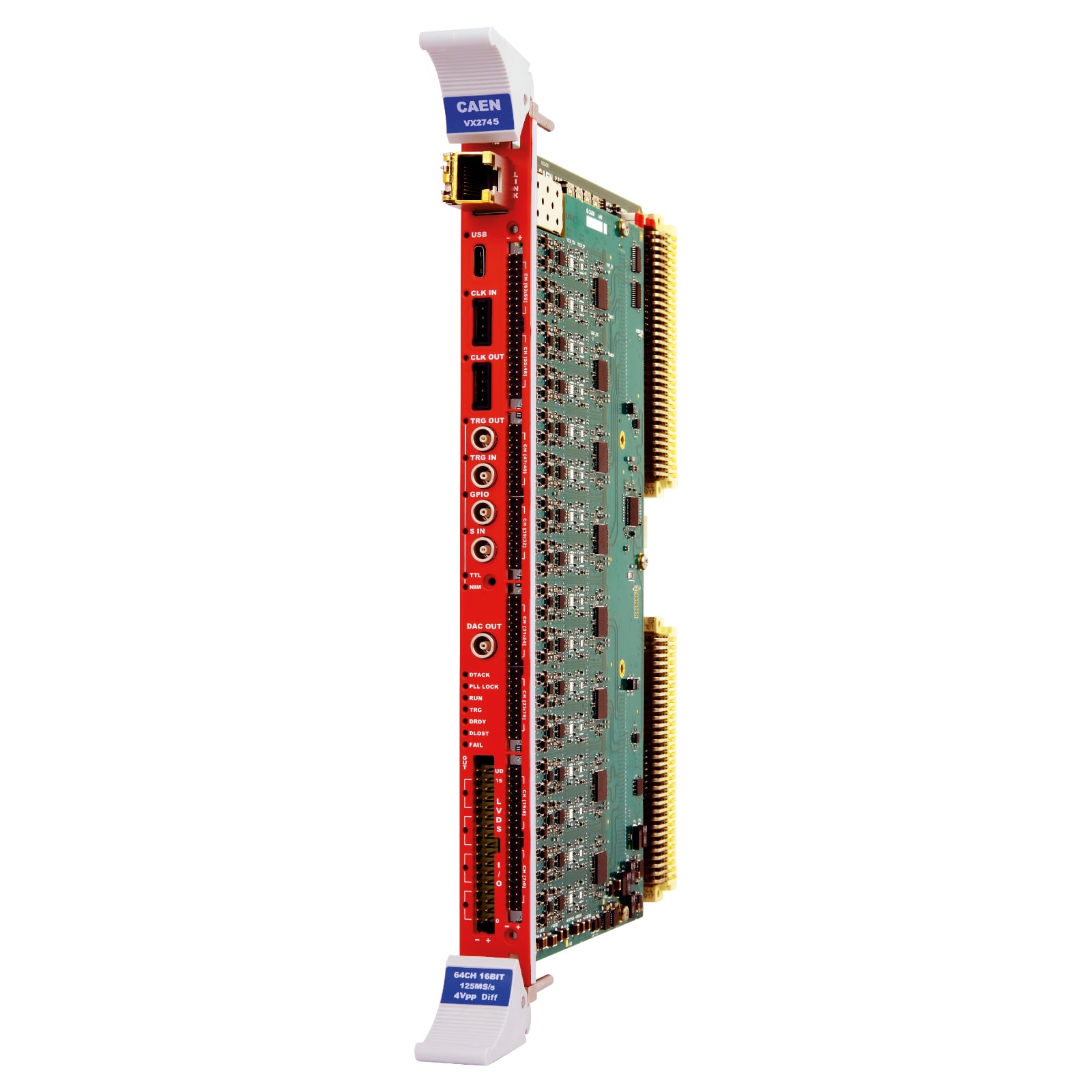 CAEN VX2745 аналого-цифровий перетворювач з програмованим коефіцієнтом підсилення входу 64 ch 16 bit 125 МS/s