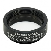 Thorlabs LA4663-UV-ML плоско-випукла сферична лінза, UVFS, Ø25.4mm, f=1000.0mm, AR Coating: 245-400nm з кріпленням SM1
