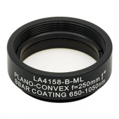 Thorlabs LA4158-B-ML плоско-випукла сферична лінза, UVFS, Ø25.4mm, f=250.0mm, AR Coating: 650-1050nm з кріпленням SM1