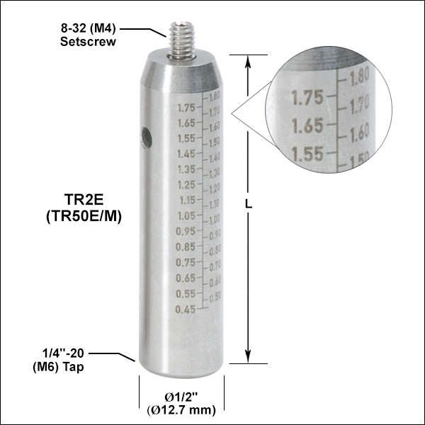 Thorlabs TR50E/M градуйований стержень тримача оптики L=50 мм SS M4 М6 Ø12,7мм