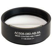 Thorlabs AC508-080-AB-ML ахроматичний лінзовий дублет в різьбовому корпусі, f = 80.0 mm, Ø50.8 mm, SM2, AR Coating: 400 - 1100 nm