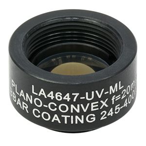 Thorlabs LA4647-UV-ML плоско-випукла сферична лінза, UVFS, Ø12.7mm, f=20.0mm, AR Coating: 245-400nm з кріпленням SM05