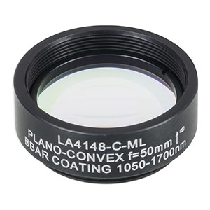 Thorlabs LA4725-C-ML плоско-випукла сферична лінза, UVFS, Ø25.4mm, f=75.0mm, AR Coating: 1050-1700nm з кріпленням SM1