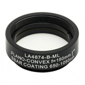 Thorlabs LA4874-B-ML плоско-випукла сферична лінза, UVFS, Ø25.4mm, f=150.0mm, AR Coating: 650-1050nm з кріпленням SM1