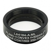 Thorlabs LA4184-A-ML плоско-випукла сферична лінза, UVFS, Ø25.4mm, f=500.0mm, AR Coating: 350-700nm з кріпленням SM1
