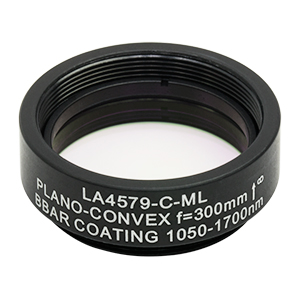 Thorlabs LA4579-C-ML плоско-випукла сферична лінза, UVFS, Ø25.4mm, f=300.0mm, AR Coating: 1050-1700nm з кріпленням SM1