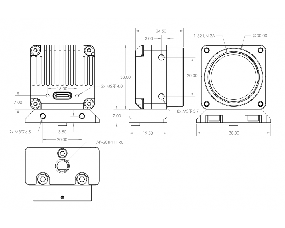 Kurokesu C2 USB камера кольорова CMOS, 2.13MP, 2.9мкм, Sony IMX290, Color, -45°C...+85°C 