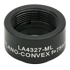 Thorlabs LA4327-ML плоско-випукла сферична лінза, UVFS, Ø12.7mm, f=75.0mm, AR Coating: Uncoated з кріпленням SM05