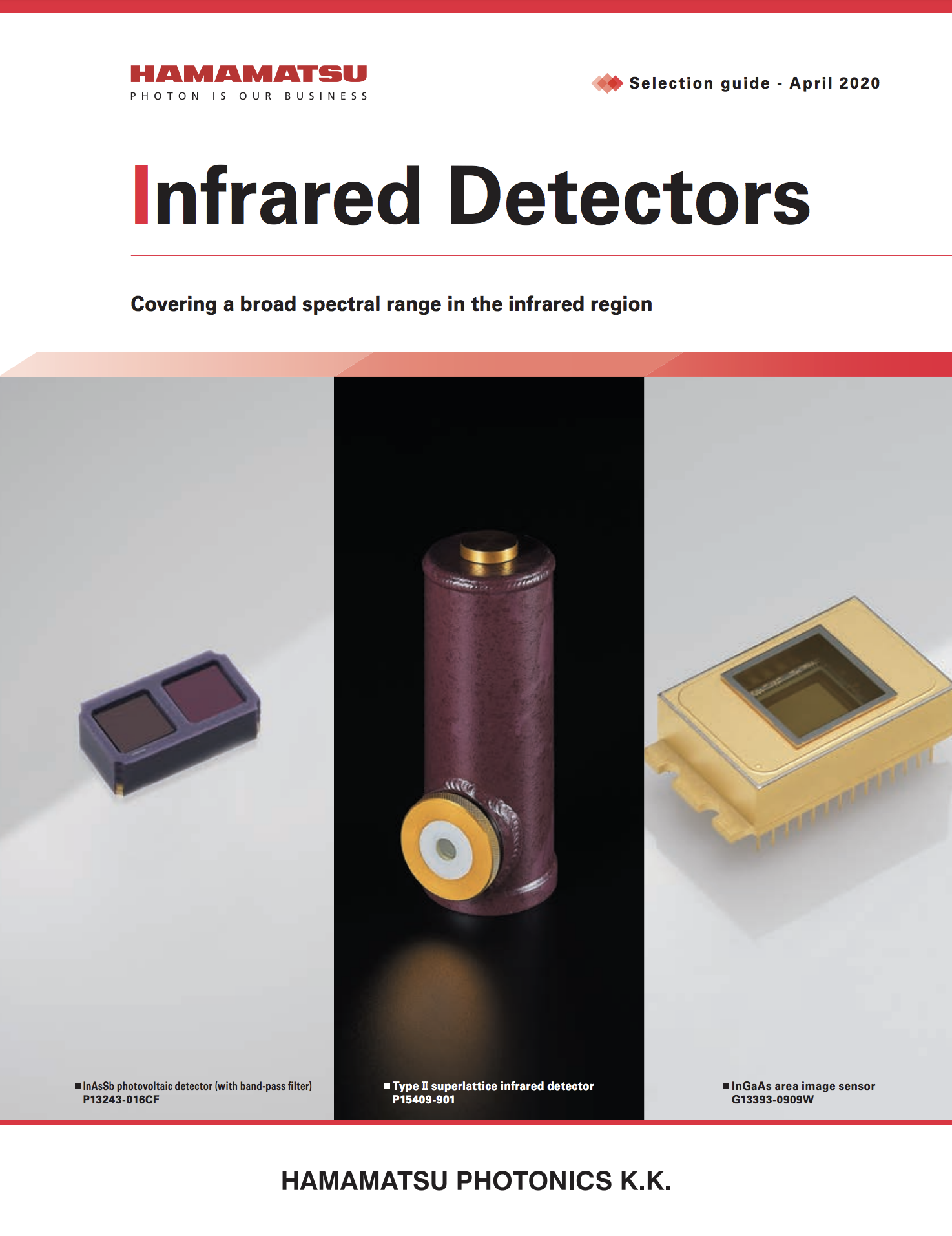 Каталог інфрачервоні детектори Hamamatsu