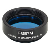 Thorlabs FGB7M кольоровий скляний смуговий фільтр BG7, Ø25 mm, SM1, 435 - 500 nm