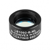 Thorlabs LB1092-B-ML подвійно-випукла сферична лінза в різьбовому корпусі, N-BK7, Ø1/2", f=15mm, AR Coating