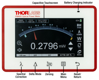 Thorlabs PM400 Цифровий вимірювач оптичної потужності та енергії з сенсорним екраном